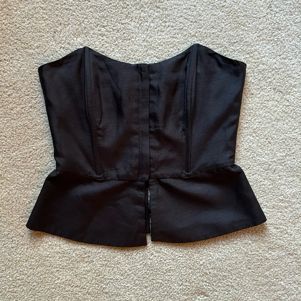 MASON Black Satin-Look Strapless Corset // Size 2 // STUNNING!
